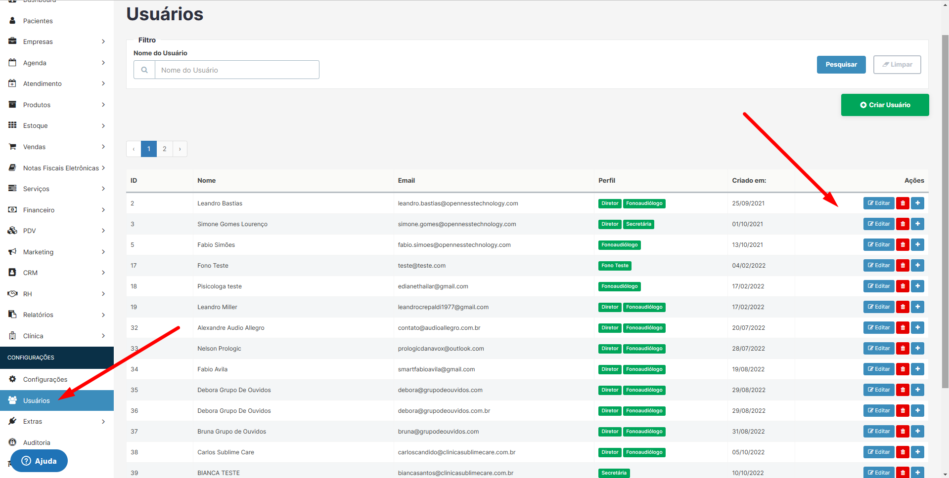 Como editar ou excluir usuários? – Openness Technology